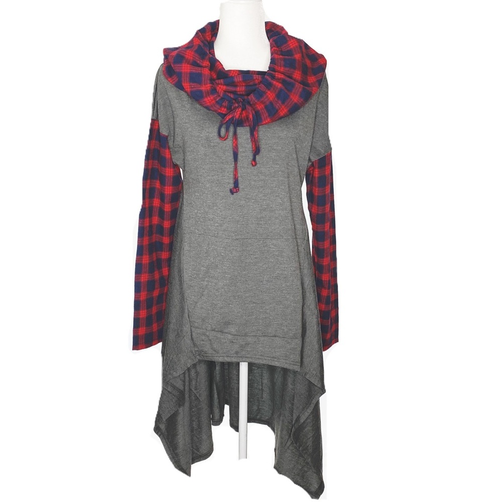 Buffalo Plaid Hi-Low long sleeve tunic